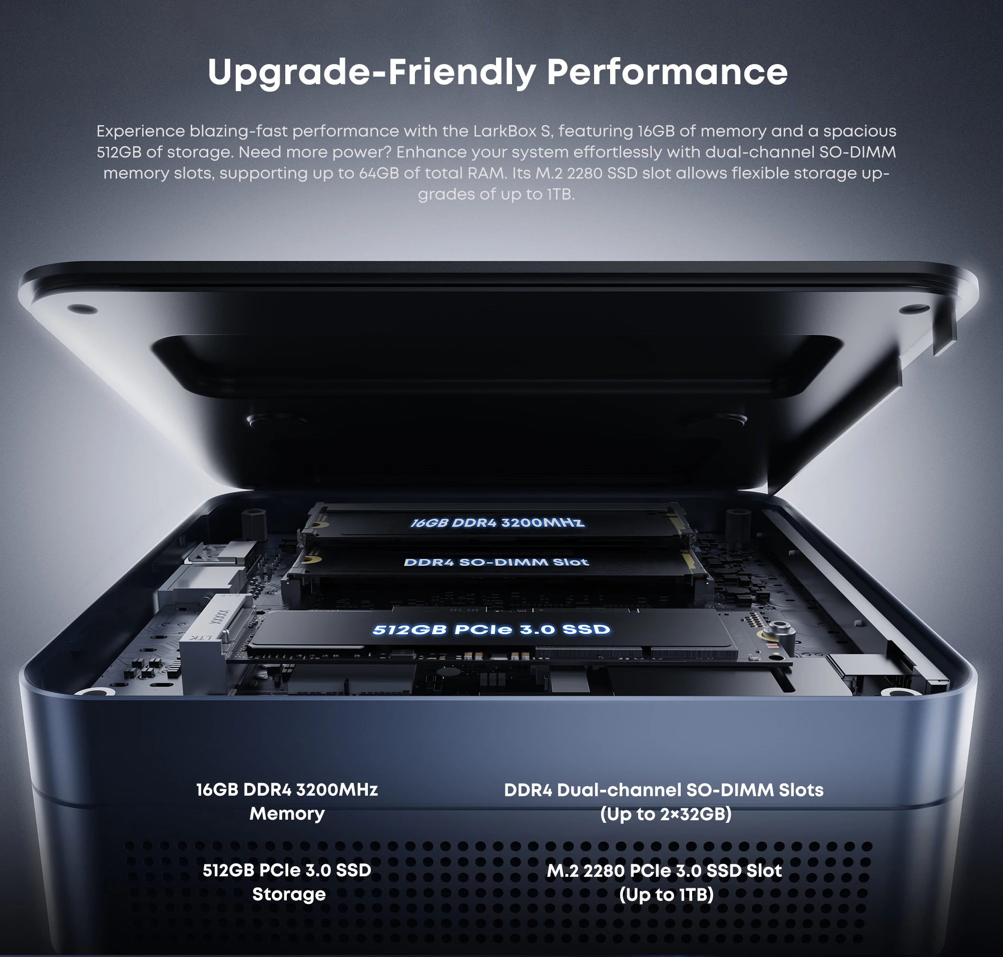 CHUWI LarkBox S Mini PC Core 1220P 16GB RAM 512GB SSD PC para juegos UHD gráficos ordenador de escritorio Windows 11 con luz RGB - imagen 4