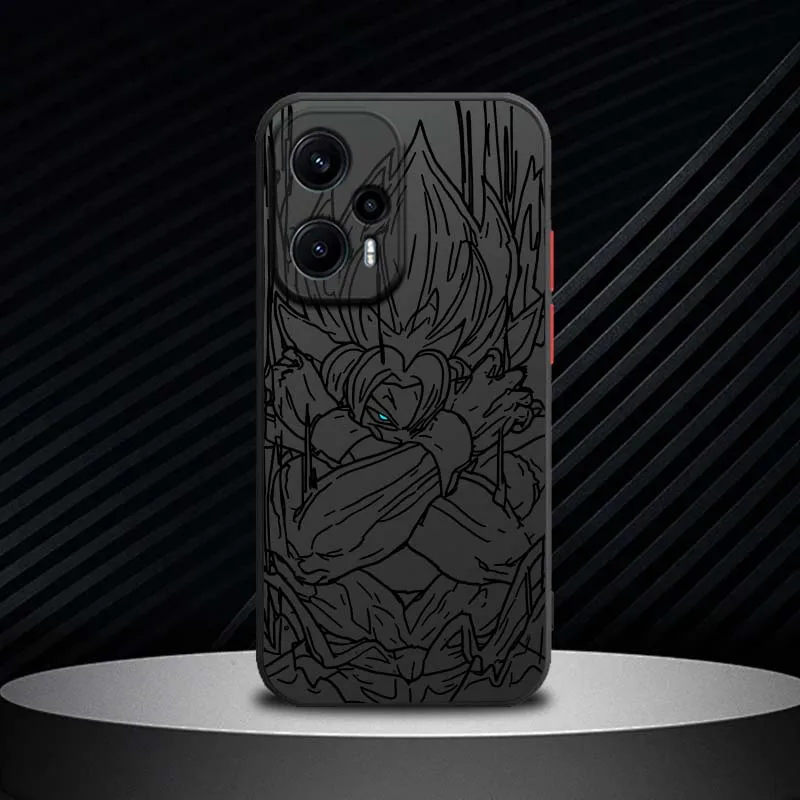 D-Dragon Ball Goku funda bonita para Xiaomi Poco X6 X5 X4 M6 M5 F6 F5 C65 Pro GT 5G funda de teléfono translúcida esmerilada - imagen 4