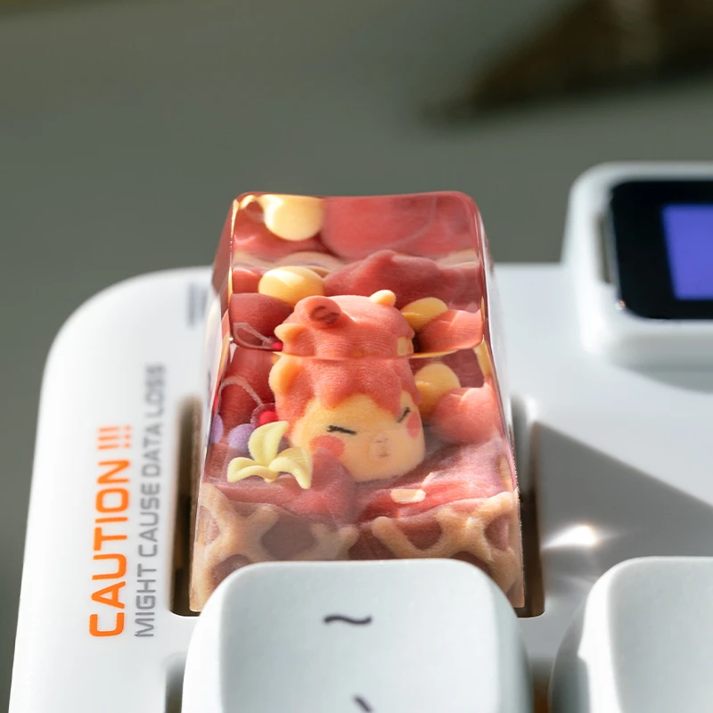 Tapa de teclado artesanal de helado de animales, capibara, personalizada, bonita, de resina, hecha a mano, de Anime, para regalo de teclado mecánico - imagen 4