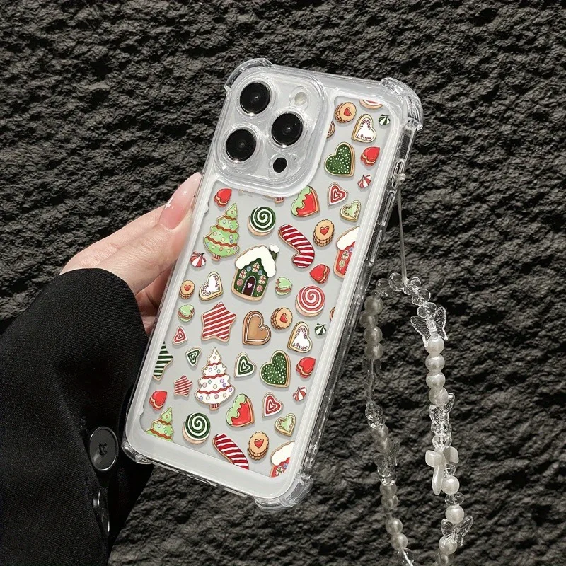 Funda de teléfono transparente con regalo de Navidad de Año Nuevo para iPhone 17 Air 16 15 14 13 12 11 Pro Max 7 8 16 Plus, funda suave con cordón para la muñeca - imagen 4