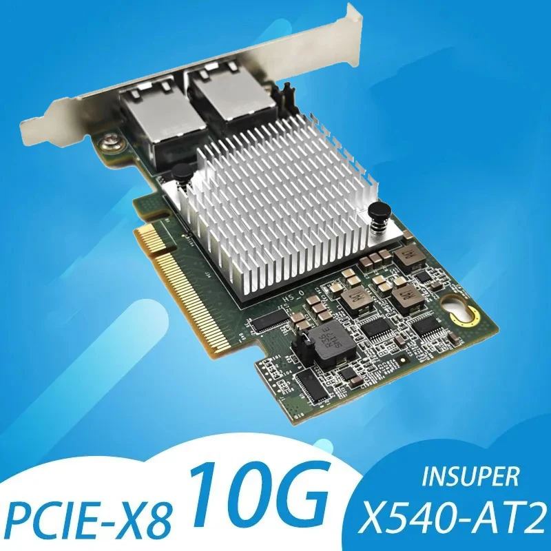 Inte X540-T2 10G Chipset PCIe x8 Dual Copper RJ45 10Gbps Puerto Tarjeta de red Ethernet Compatible PCIE-x8 PCIE-X16