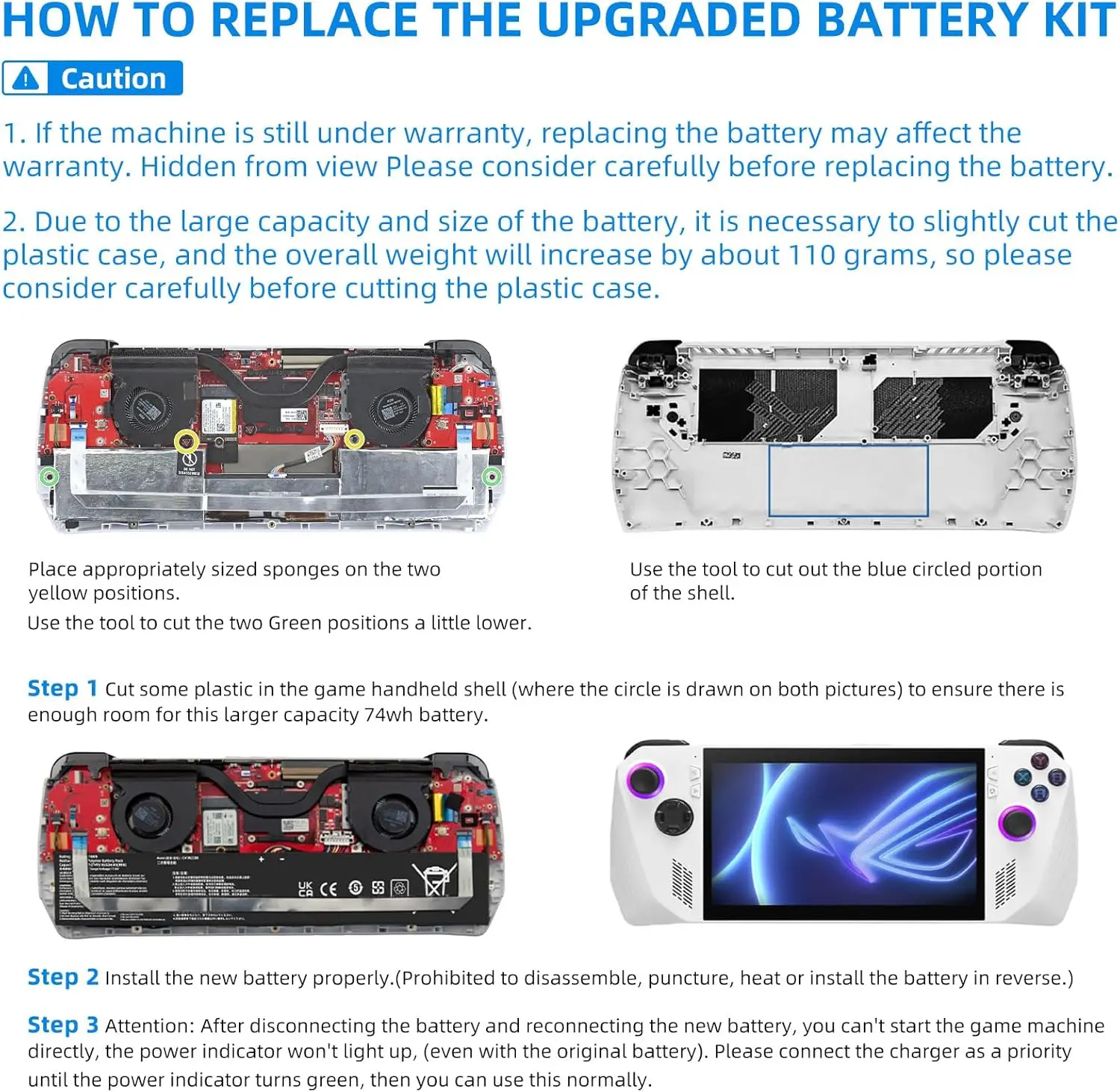 SKOWER 15.48V C41N2208 Batería para asus ROG Ally RC71L PC71L NR2301L Gaming Handheld Z1 Z1E Extreme [actualización 74Wh/4780mAh] - imagen 4