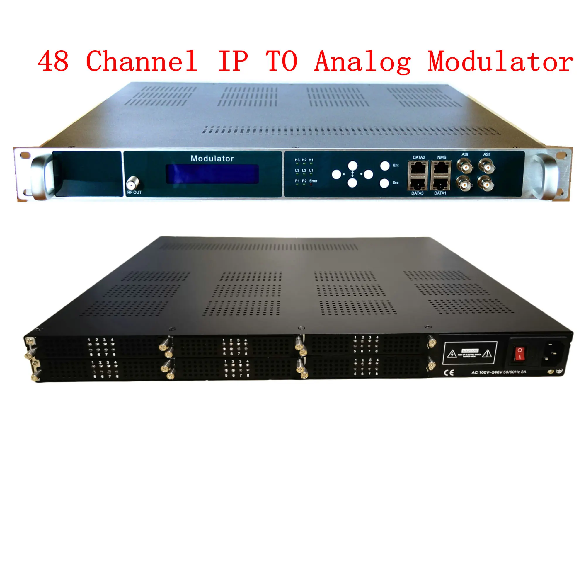 Modulador IP a analógico multicanal 16 24 32 40 48 canales NTSC PAL BG PAL DK SECAM Hotel TV Sistema frontal IP a RF