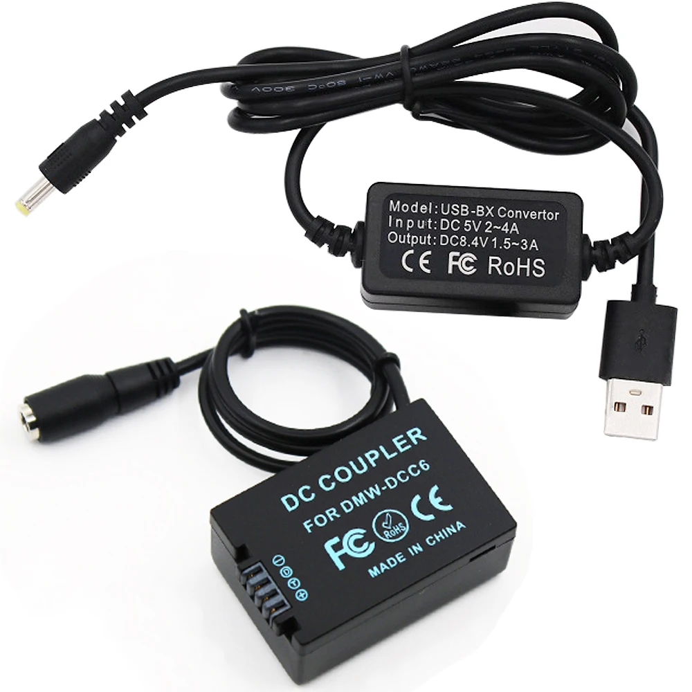 Cable adaptador USB a DMW-DCC6, acoplador de CC, batería ficticia de DMW-BMB9 para cámara Panasonic DMC-FZ40 FZ47 FZ100 FZ150 FZ60 FZ70 DC-FZ80 - imagen 4