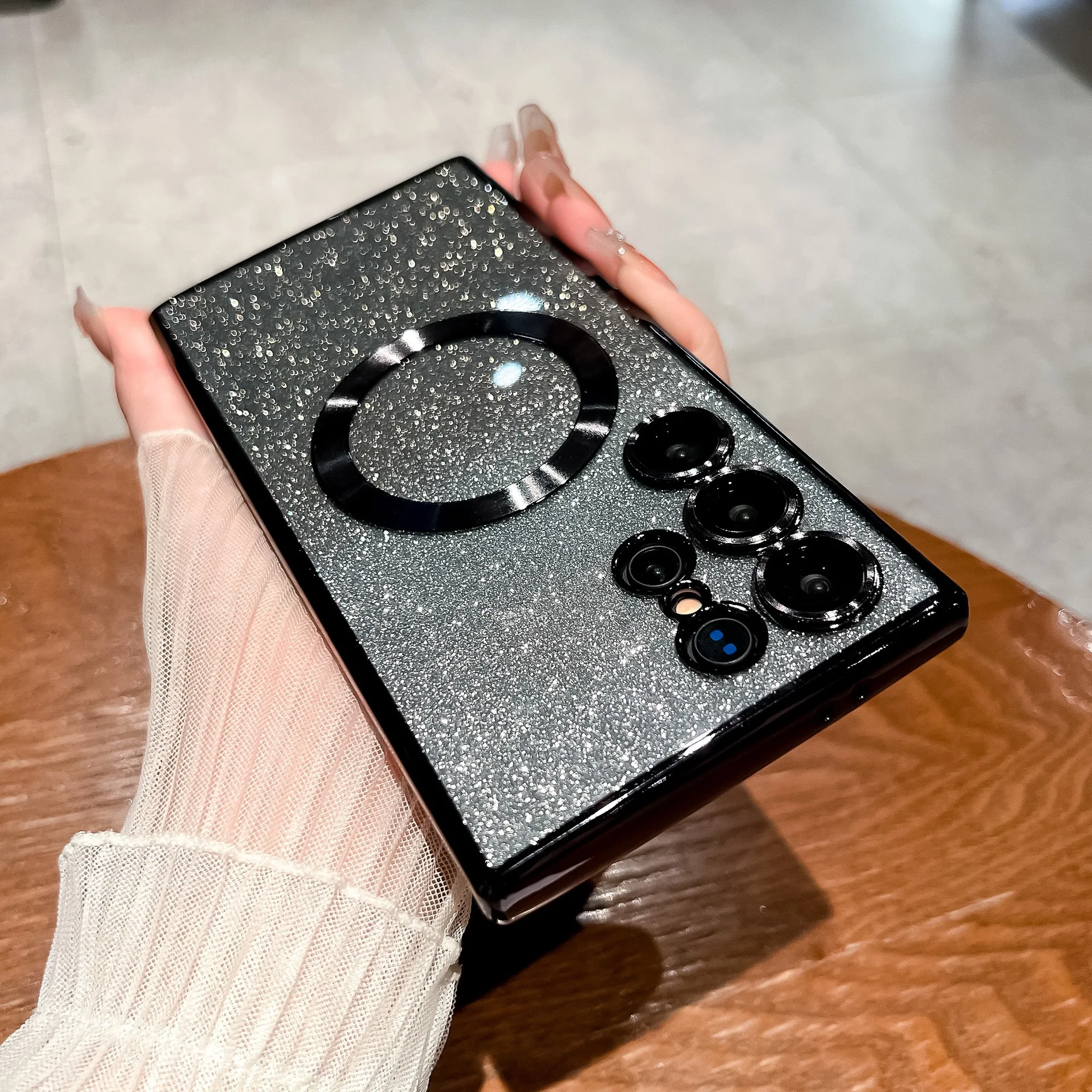 Para Samsung Galaxy S25 S24 Ultra S23 funda S22 S21 FE Plus bolsa chapada anillo de Gel de sílice funda trasera de teléfono púrpura feminidad verde - imagen 3