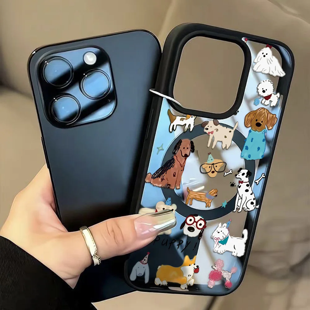 Funda de teléfono de animales magnética de lujo para iPhone 17 Pro Max 16 13 11 15 14 12 17promax cubierta mate acrílica a prueba de golpes con cordón - imagen 3