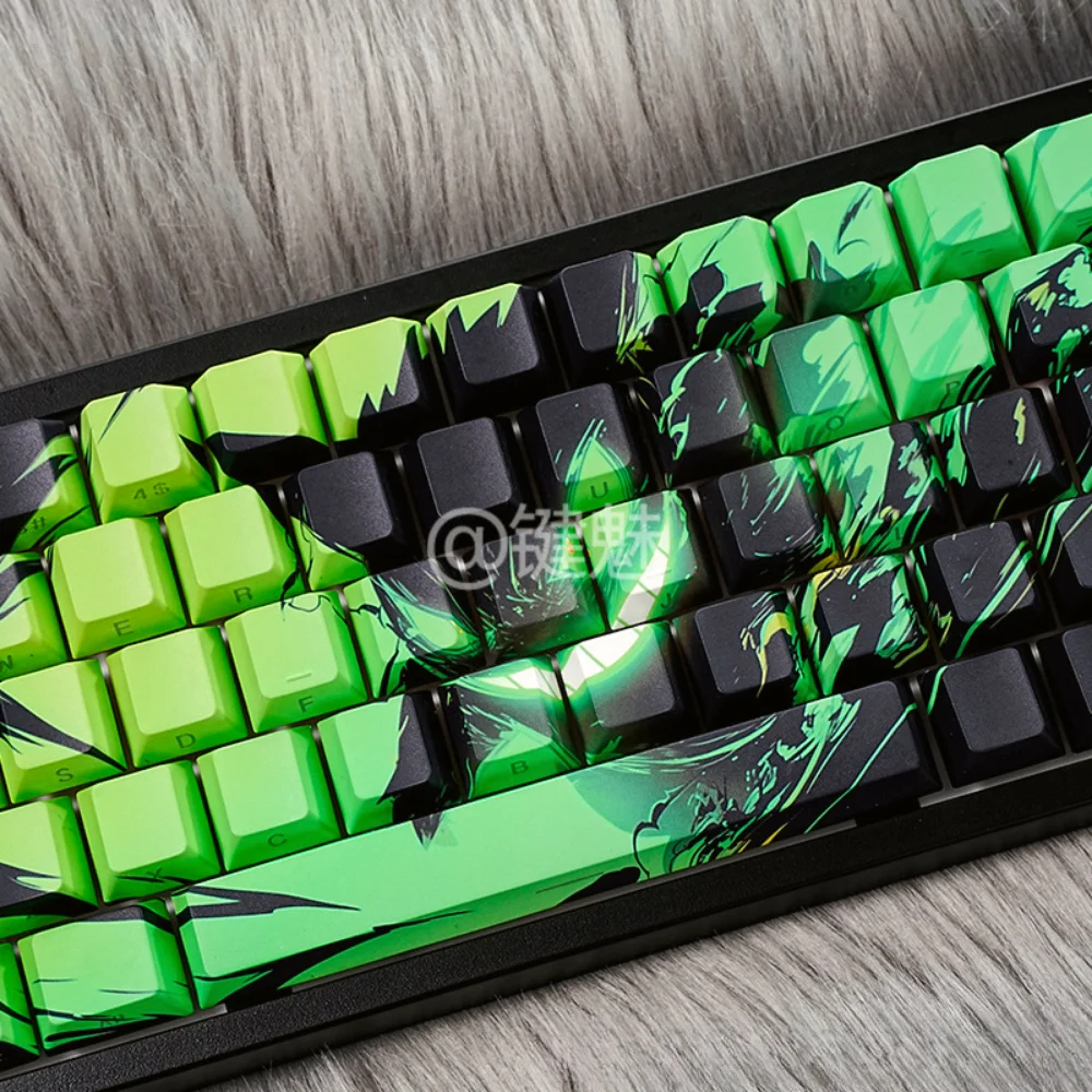 Gunghost-tapa de llave Cherry serie grabada lateral, transmisión de luz de tecla PBT 130, adecuada para teclado mecánico ISO 60/84/98/108 - imagen 5