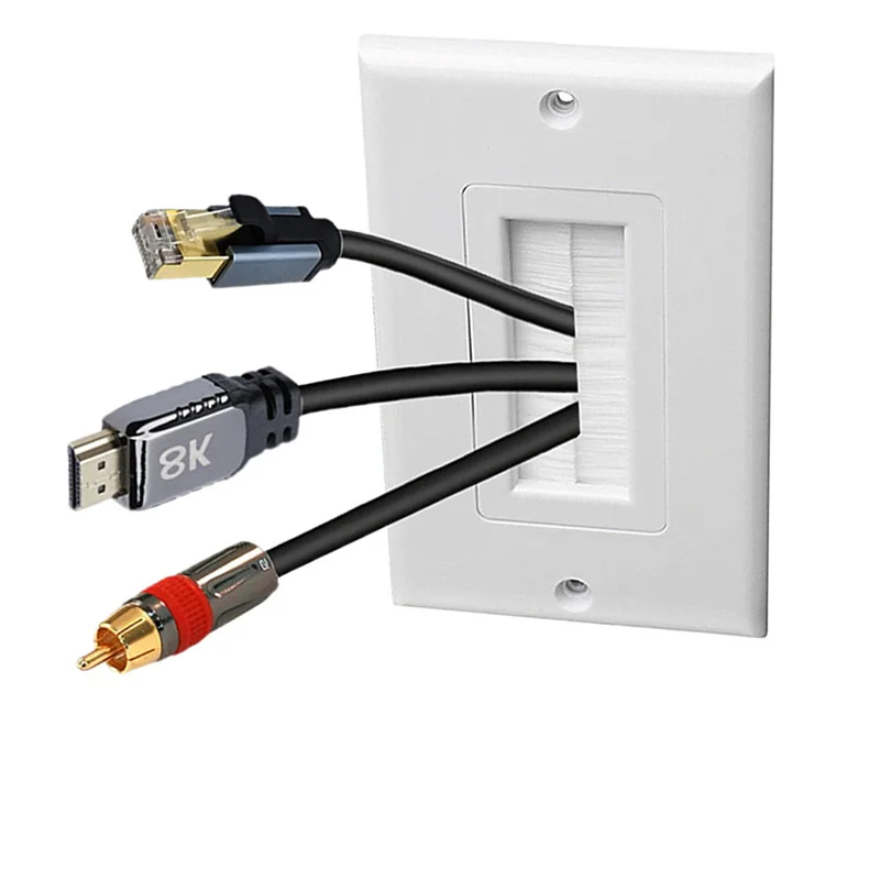 Panel Multimedia multifuncional con cepillo, sin toma de Cable de soldadura, Panel de información, Panel de Cable enchufable de pared, puerto único - imagen 4