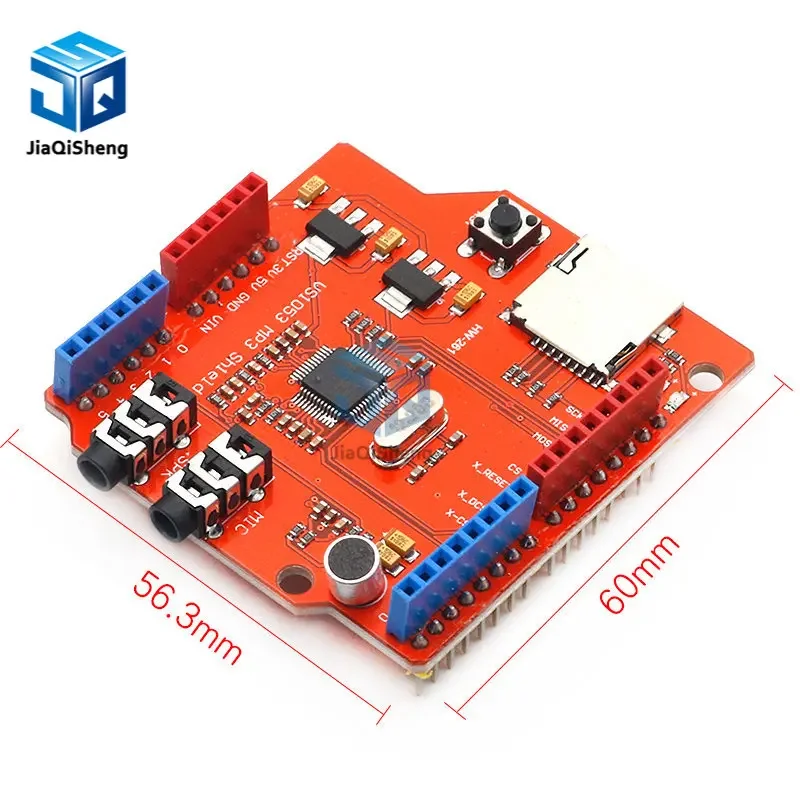 VS1053 VS1053B Audio estéreo reproductor de MP3 escudo registro decodificación módulo de placa de desarrollo con ranura para tarjeta TF para Arduino R3 - imagen 2