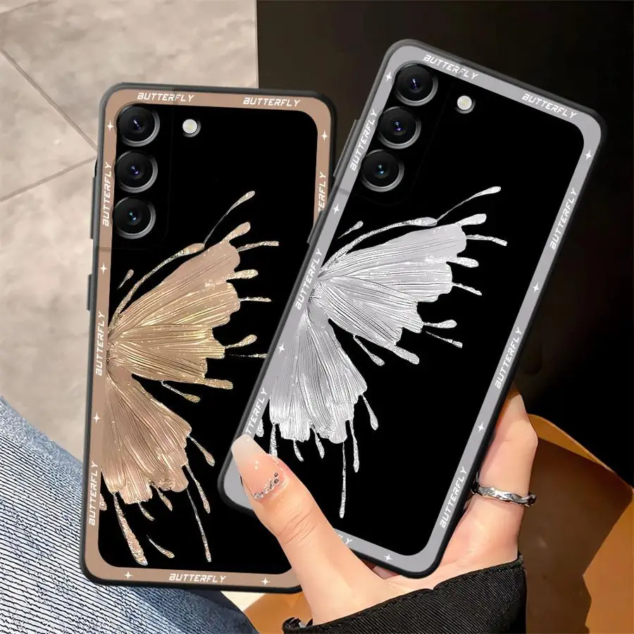 Funda de teléfono suave negra para Samsung Galaxy A03 A10 A12 A04 A06 A70 A50 A30 A15 A40 A16 A05 A20 A13 hermosa arte de mariposa - imagen 2