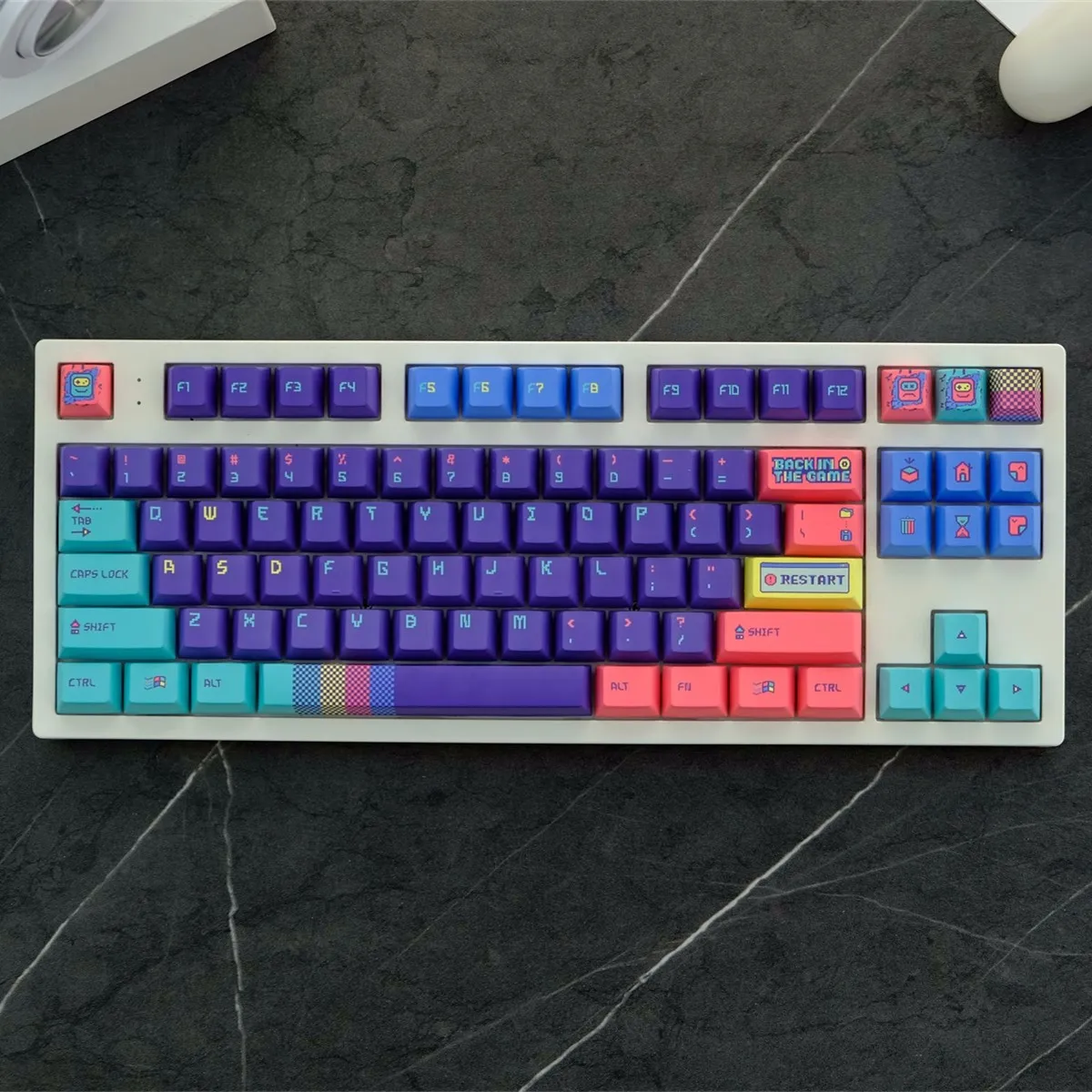129 teclas GMK Back In The Game Keycaps Cherry Profile PBT tinte sublimación Gameboy Keycap para MX Switch 61/64/68/75/87/104/980 - imagen 5