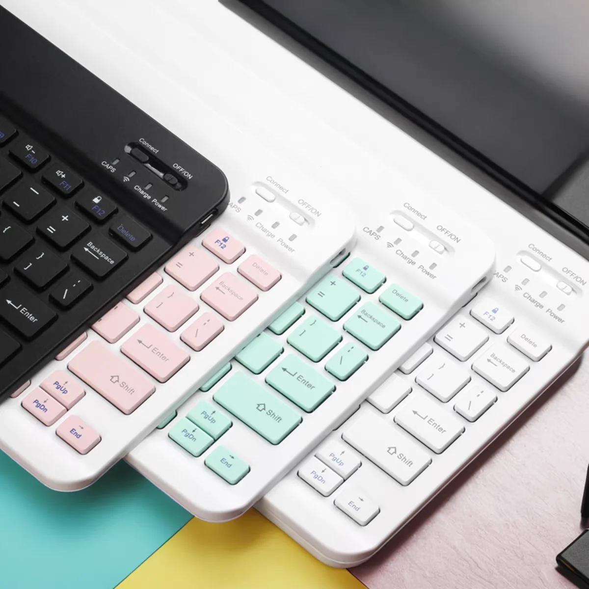 Teclado inalámbrico ultradelgado Mini teclado recargable compatible con Bluetooth de 78 teclas para Android IOS Windows para PC iPad Tablet - imagen 2