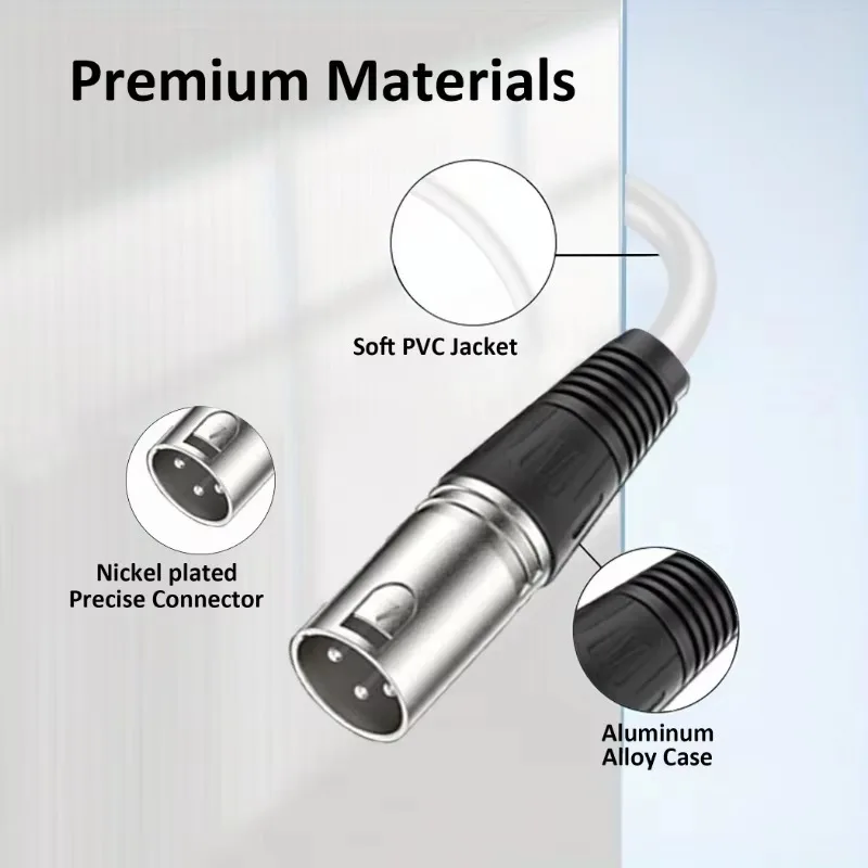 Cable de micrófono XLR de 3 pines macho a hembra, Cable amplificador de micrófono para altavoz, sistema PA, mezclador de Audio Podcast, monitores de estudio, grabación de Audio - imagen 4