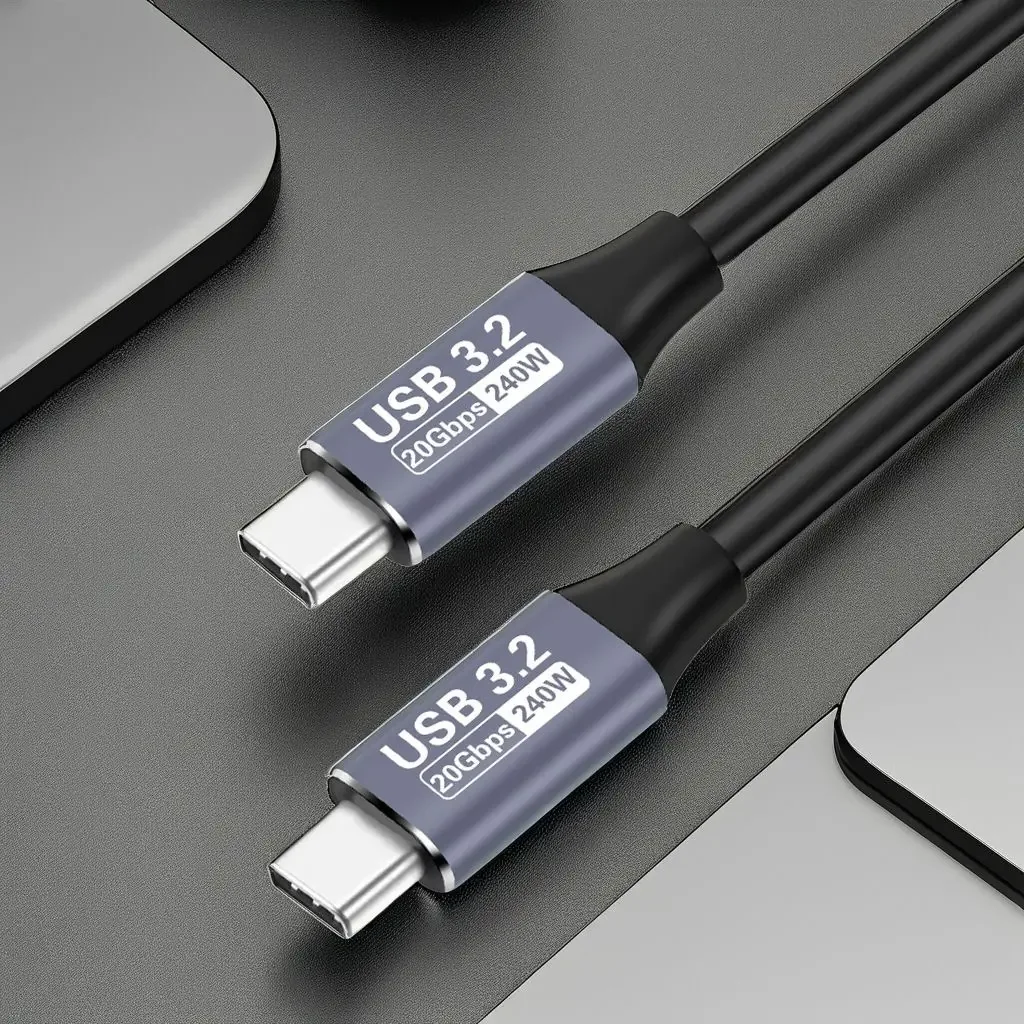 USB 3,2 20Gbps 48V 5A 240W USB C a tipo C 3,2 Gen2 Cable de transferencia de datos USB C SSD Cable de disco duro 4K 60Hz QC 3,0 carga rápida - imagen 2