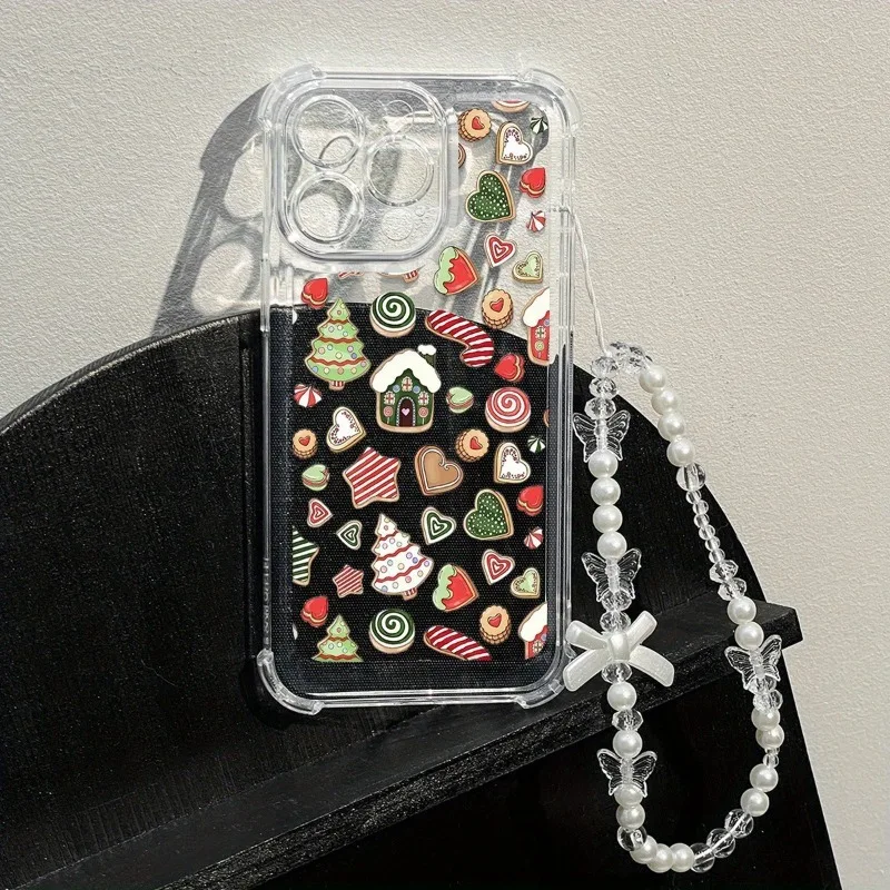 Funda de teléfono transparente con regalo de Navidad de Año Nuevo para iPhone 17 Air 16 15 14 13 12 11 Pro Max 7 8 16 Plus, funda suave con cordón para la muñeca - imagen 2