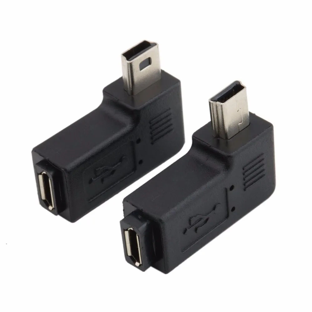 ¡Ventas calientes! !Micro USB 5 pines hembra a Mini 5 pines macho ángulo de 90 grados convertidor adaptador derecho + izquierdo - imagen 3
