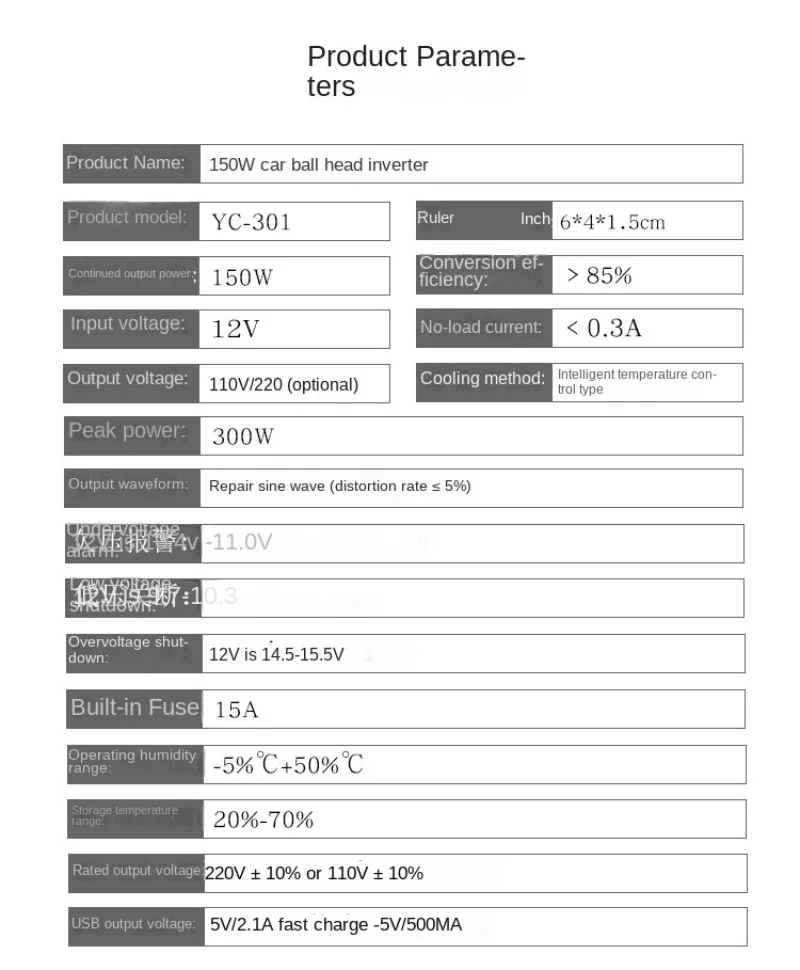 Inversor de corriente portátil para coche, convertidor de voltaje automático, adaptador multifuncional, Cargador USB, 12V a 220V - imagen 5