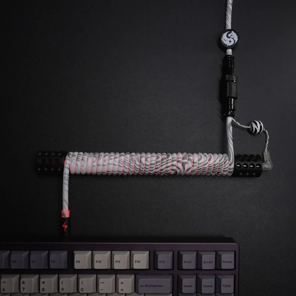 Cable en espiral en espiral personalizado para teclado, carrete de varilla de peso luminosa, Cable enchufable de aviación, compatible con eje magnético inductivo 8K 16K - imagen 4