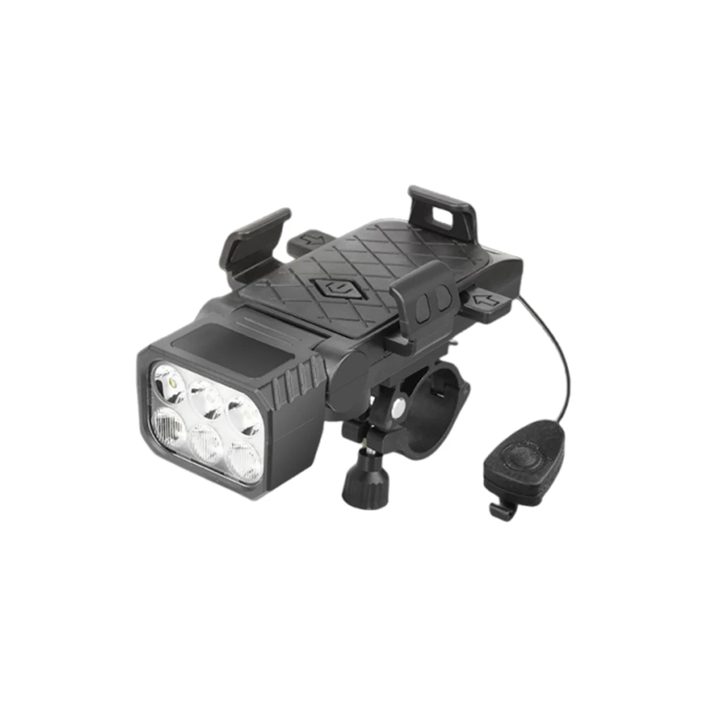 Luz delantera de bicicleta con bocina y soporte para teléfono, lámpara de seguridad para bicicleta, accesorios multifuncionales impermeables para ciclismo - imagen 4