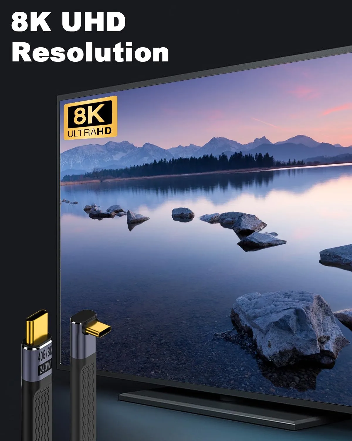 Cable de datos Thunderbolt3 USB4 C a C de 90 grados, 8K @ 60Hz, 40Gbps, PD 3,1, 240W, Cable de carga corto Flexible para disco duro móvil de teléfono - imagen 5