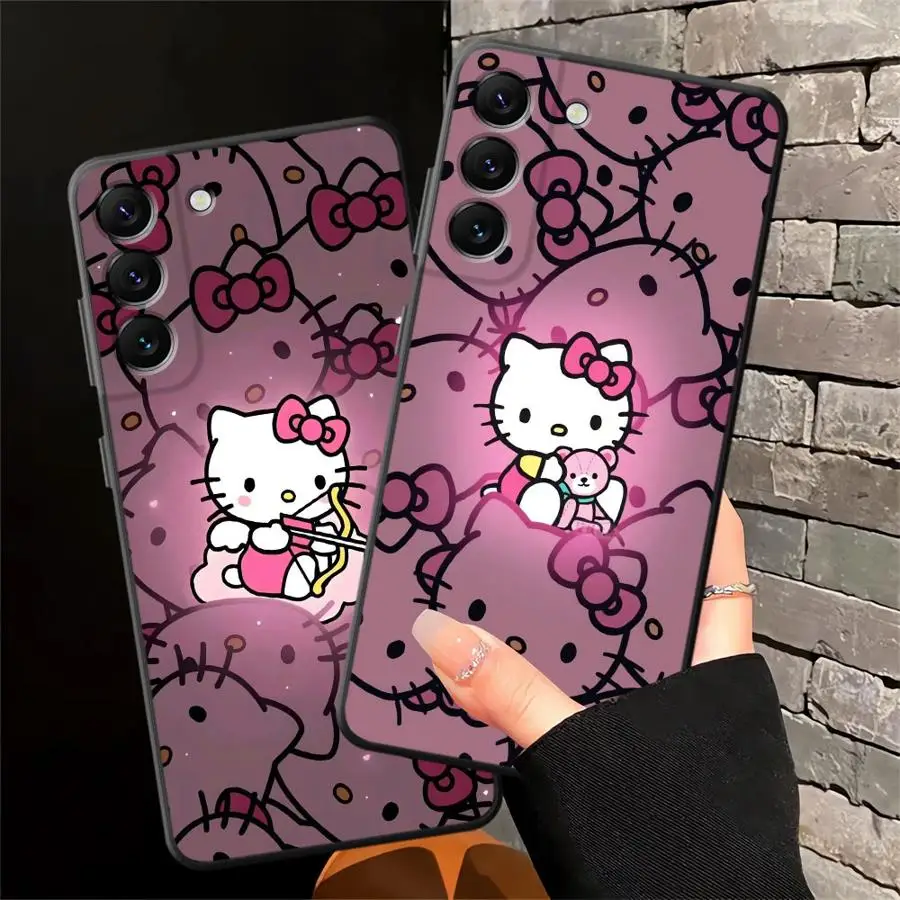 Funda de teléfono suave negra para Samsung Galaxy A17 A70 A06 A50 A30 A15 A20 A13 A05 A40 A16 A04 A10 A12 Hello Kitty - imagen 4