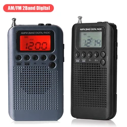 HRD-104 Radio Portátil FM AM con Pantalla LCD y Altavoz Recargable