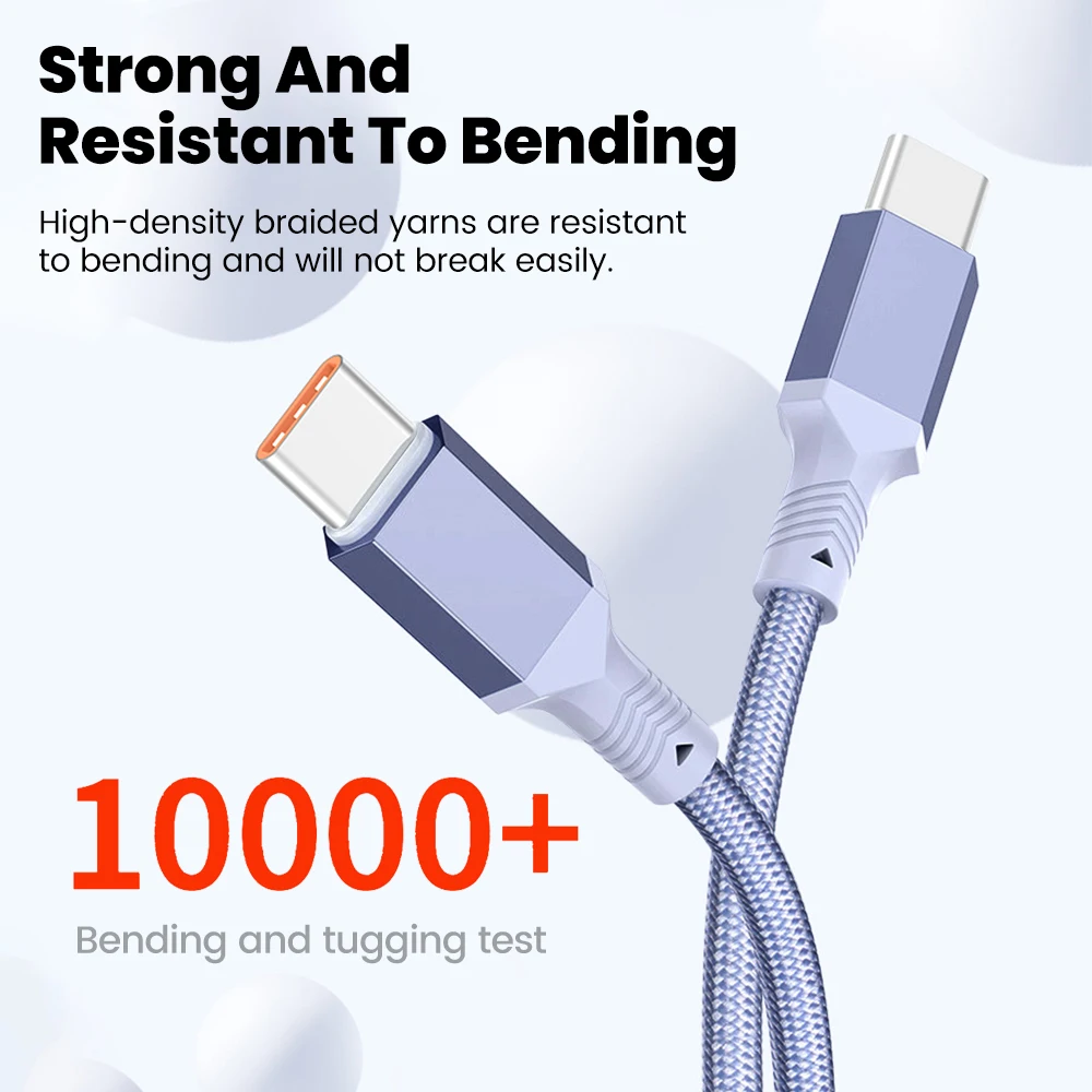 Cable USB C de codo corto de 10CM y 20CM, Cable de datos de carga rápida trenzado de 60W para iPhone 15 16, Huawei, Samsung, Xiaomi, Cable Dual tipo C - imagen 2