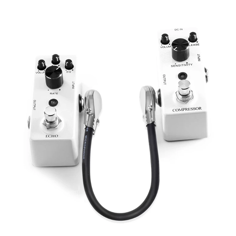 Cable de parche de guitarra de 15cm/30CM, Cable de parche de Pedal de efecto de guitarra de 1/4 ", enchufe de ángulo recto dorado/plateado, chaqueta negra de PVC - imagen 4