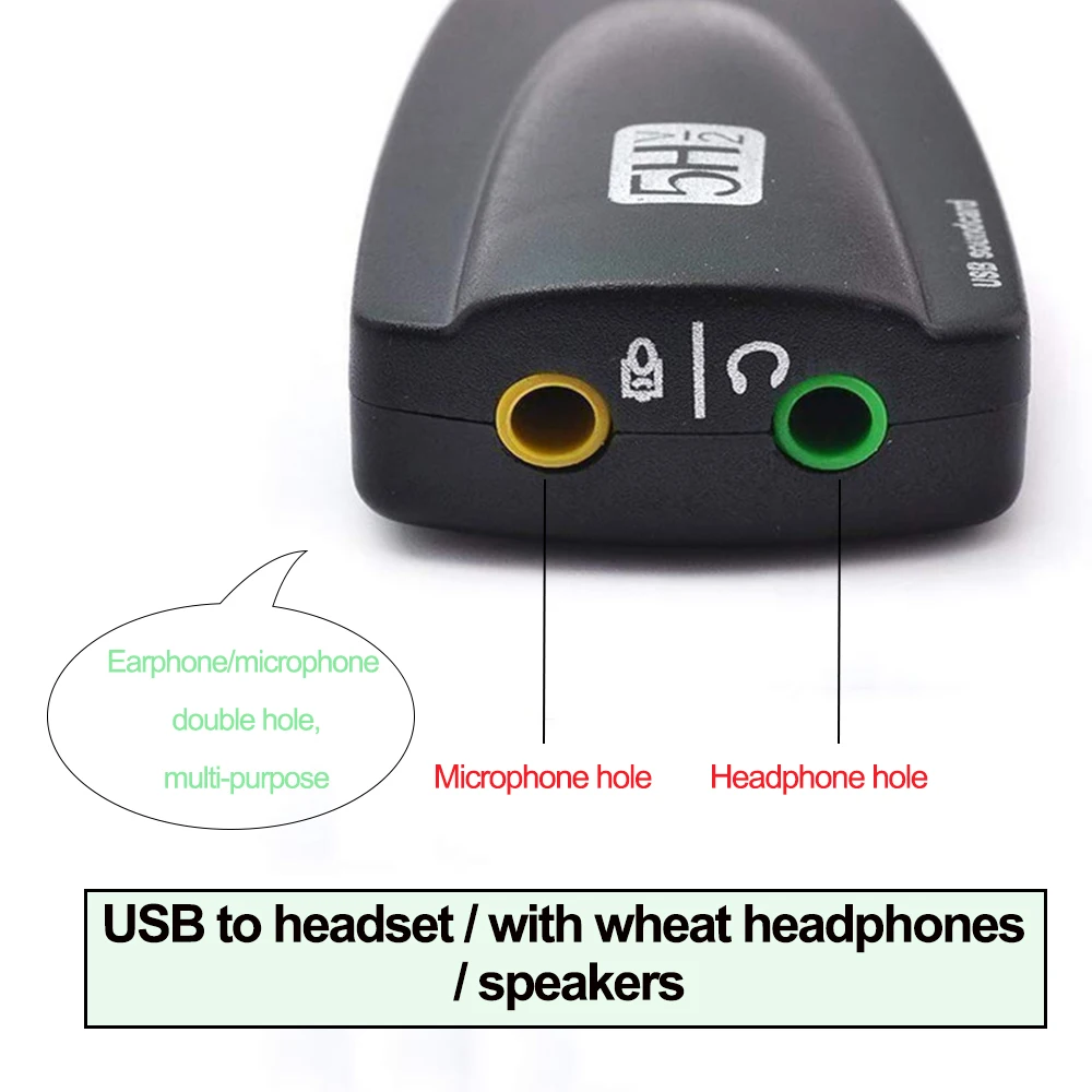 Tarjeta de sonido USB externa 3D 7,1 para auriculares, altavoces, ordenador portátil, PC con adaptador de interfaz de Audio de 3,5mm - imagen 5