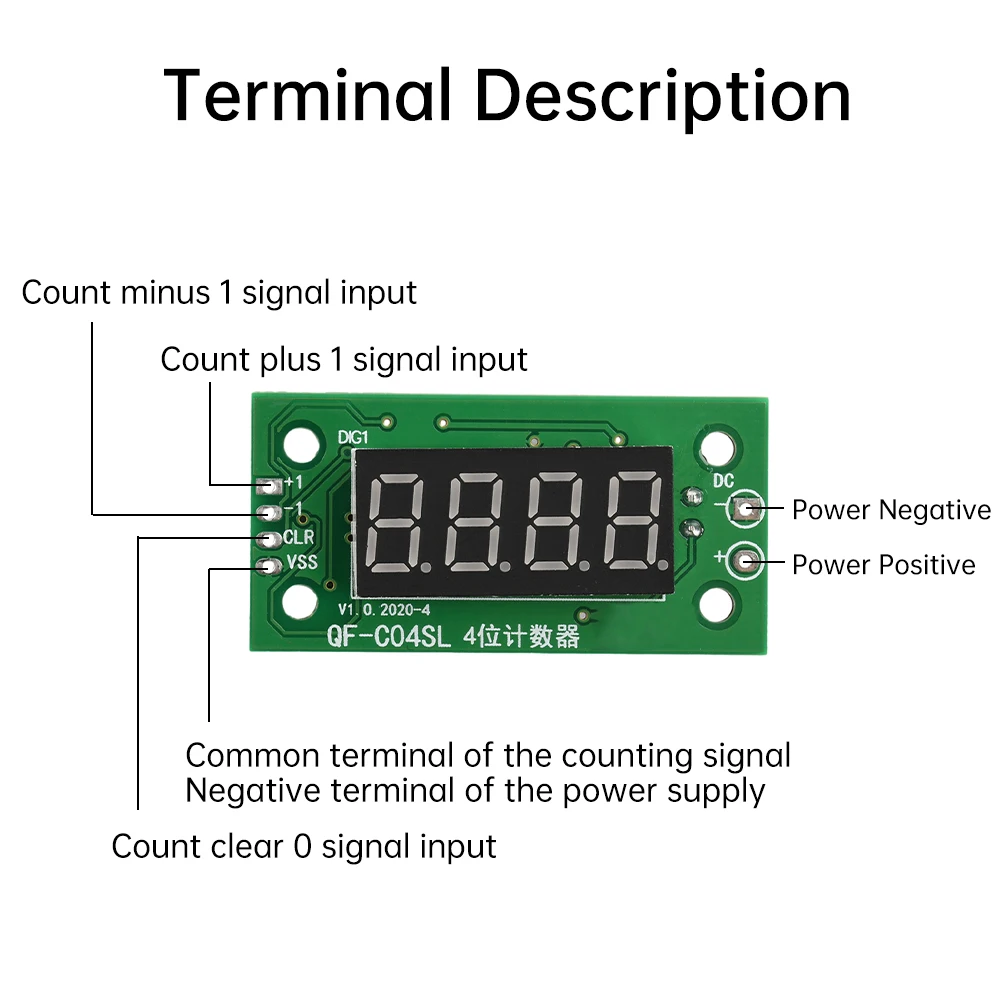 Módulo contador electrónico 0-9999 Módulo de conteo de interruptor de bajo nivel con función de memoria de corte de energía Contador de tubo digital de 4 bits DC4-25V - imagen 3