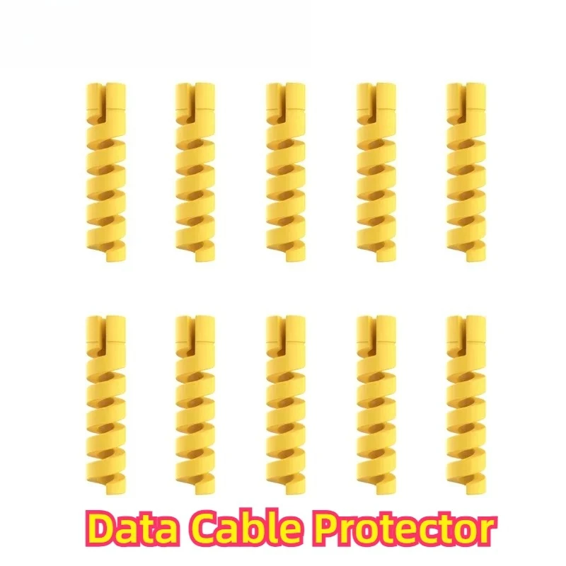 10 Uds. Protector de Cables de datos de silicona, tubo enrollador, Cable de carga de teléfono Flexible, cables enrolladores en espiral para cables de cargador USB de teléfono - imagen 3