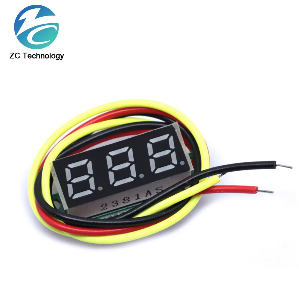 0,28 pulgadas 0,36 DC 0-100V 2 líneas 3 cables Mini medidor de voltaje voltímetro cabeza pantalla LED medidor de Panel Digital herramientas de detección - imagen 5