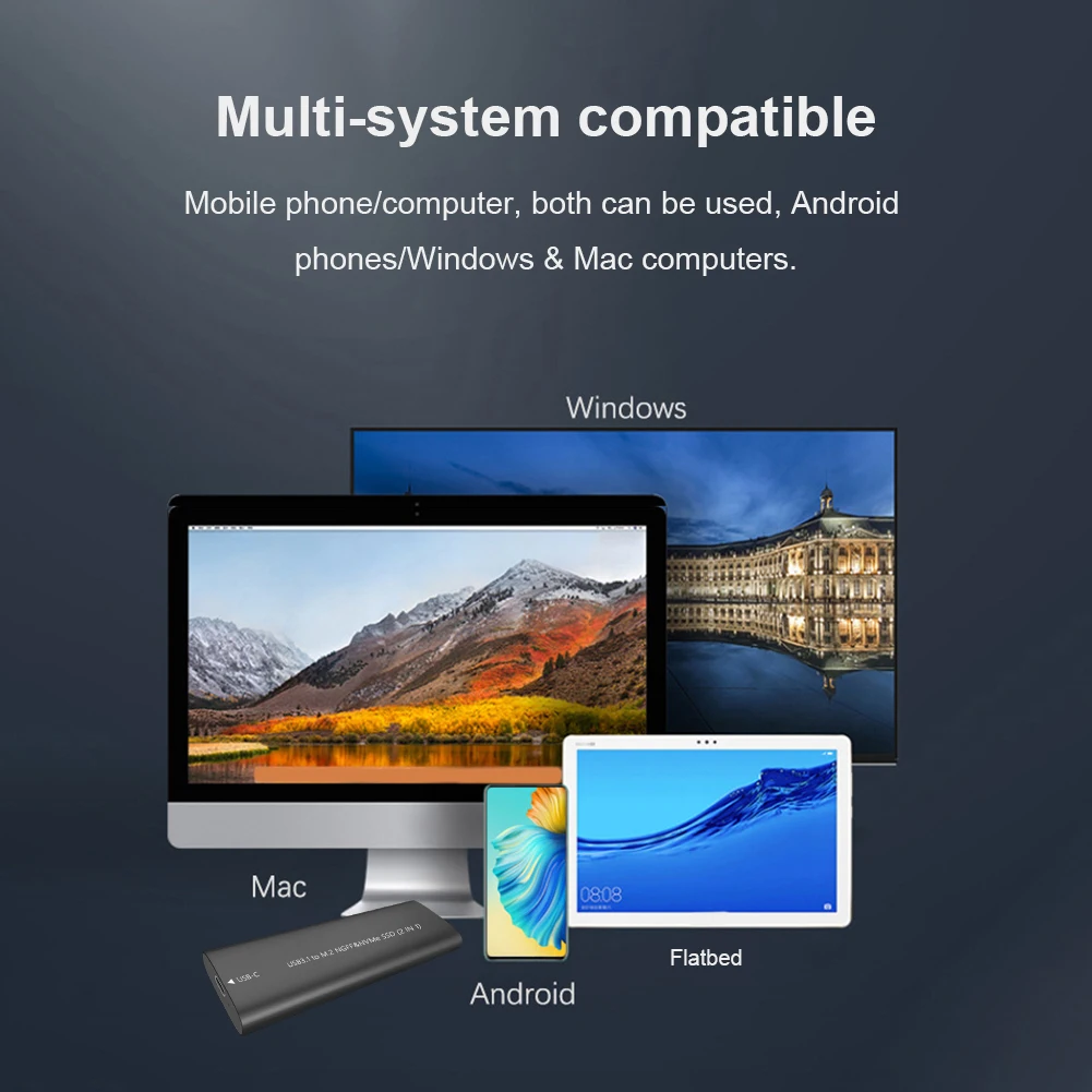 Carcasa de disco duro externo para ordenador portátil, carcasa móvil de USB3.1 tipo C a M.2 NGFF/MVMe SSD, compatible con protocolo NGFF/MVMe - imagen 4