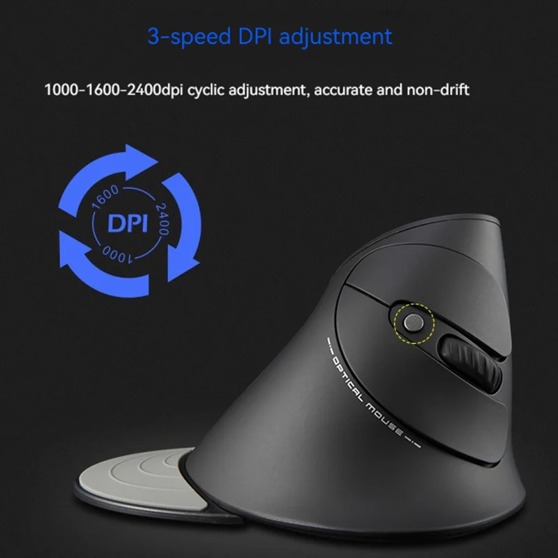 Ratón Vertical ZELOTES F-17, ratón inalámbrico RGB de 2,4 GHz para juegos, ajuste DPI de 3 velocidades, 6 teclas, ratones ópticos ergonómicos para PC y portátil - imagen 5