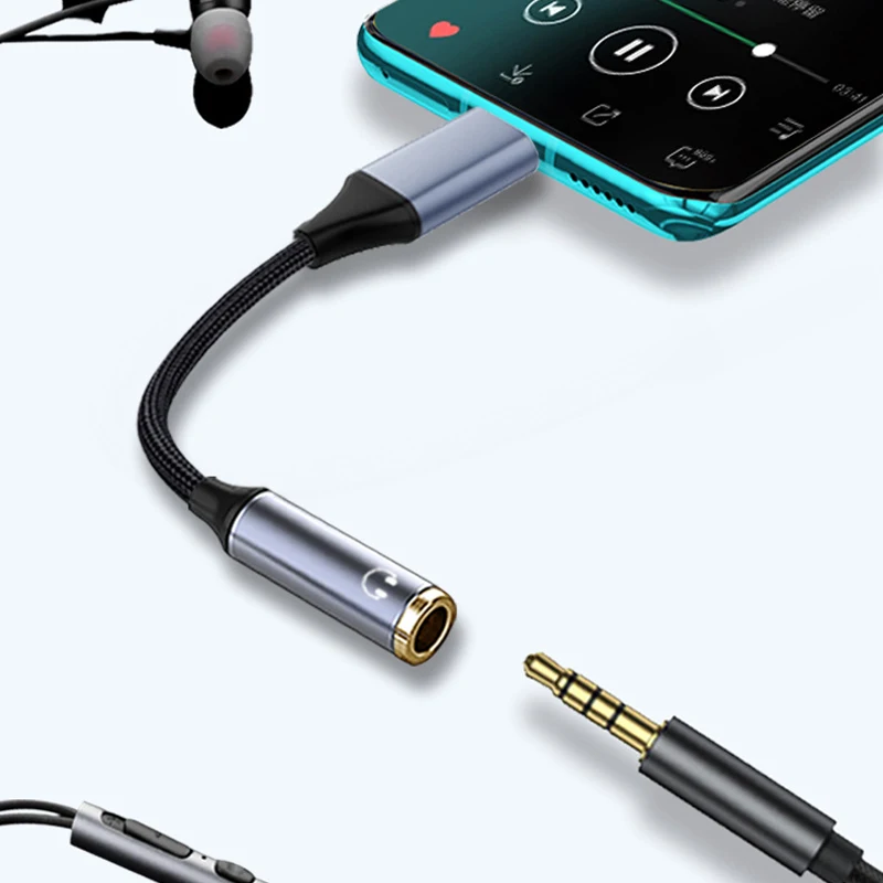 Adaptador de Cable de Audio auxiliar tipo C para auriculares hembra, 0,5 M/3M, USB C a 3,5mm, para teléfono móvil Samsung Galaxy Huawei Xiaomi iPad Pro - imagen 4