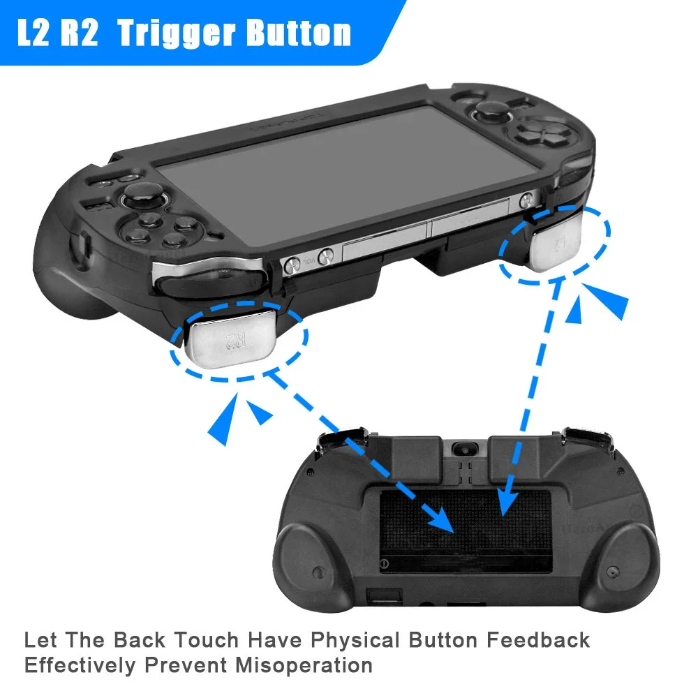 Funda negra de repuesto con soporte para Joypad con botón de disparo L2 R2 para accesorios de juego PS VITA 1000/PSV1000/PS Vita1000 - imagen 4