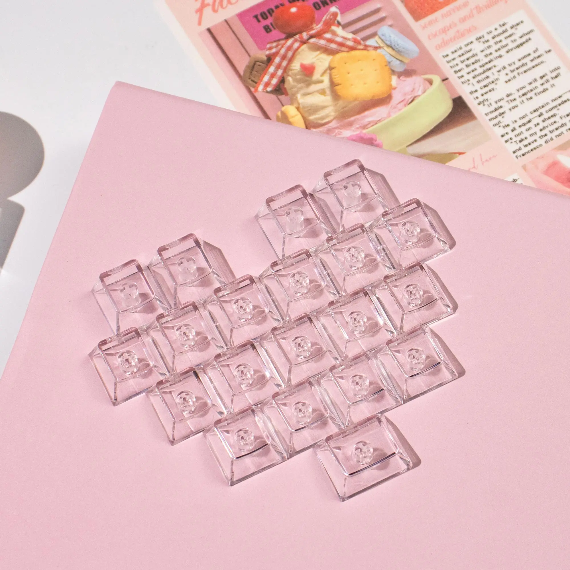 20 piezas de cristal transparente para teclado, teclas personalizadas con corazón de amor, perfil de cereza, UV, PC, DIY - imagen 3