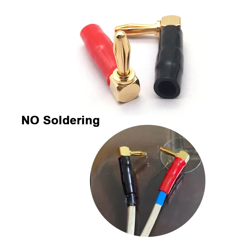 Conector de enchufe de ángulo recto de 4 piezas, Conector de enchufe de 90 grados, tornillo de altavoz de Audio, chapado en oro - imagen 5