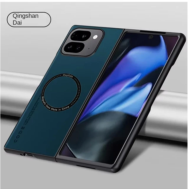 Funda de teléfono de lujo para hombre de negocios para Google Pixel 9 Pro, plegable, de cuero de fibra, Magsafe, carga magnética - imagen 3