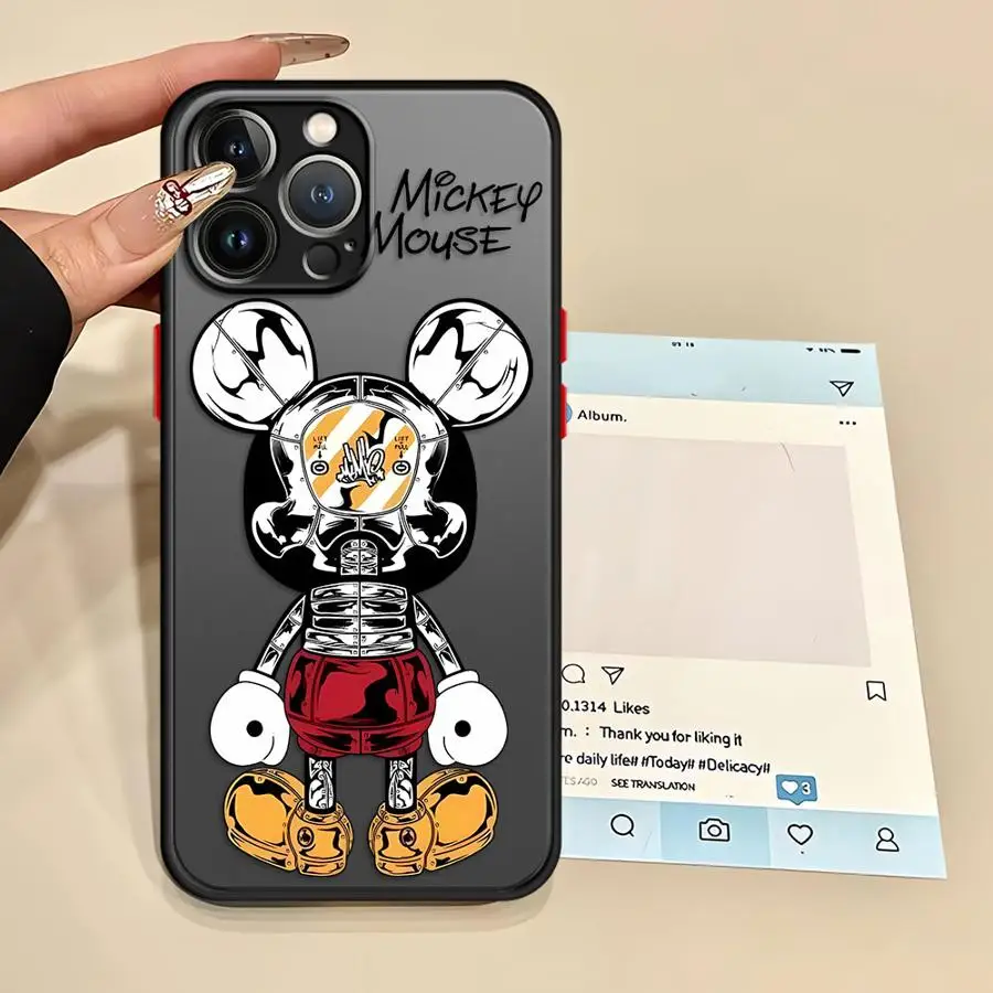 Funda blanda para iPhone 13 Pro 15 Pro Max XR 6s 16 Pro 12 Mini XS X 7 8 SE 14 11 Pro Max SE 16e diseño de calavera de Mickey de Disney - imagen 3