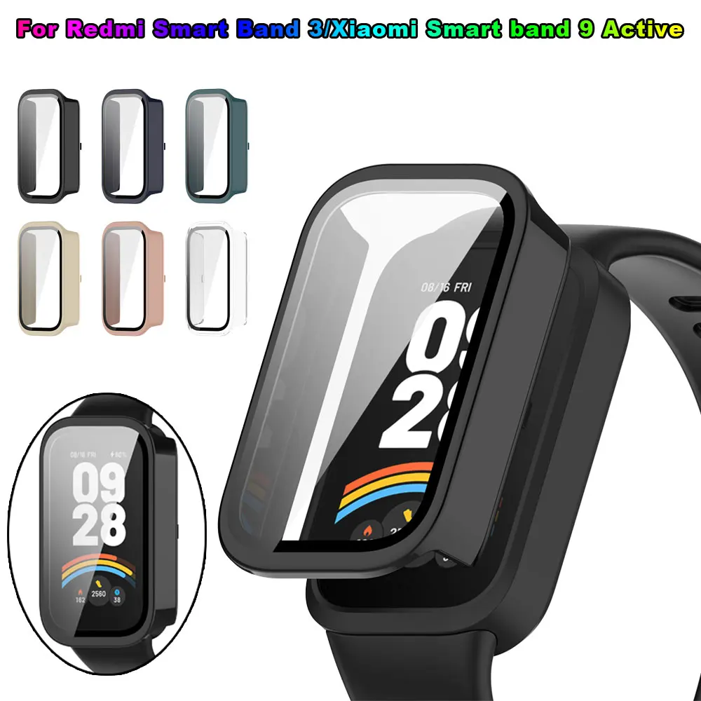 Funda de cristal dura para PC para Xiaomi Mi Band 9, correa de reloj inteligente activa, Protector de pantalla, carcasa de parachoques para Redmi Band 3 Miband 9 Active