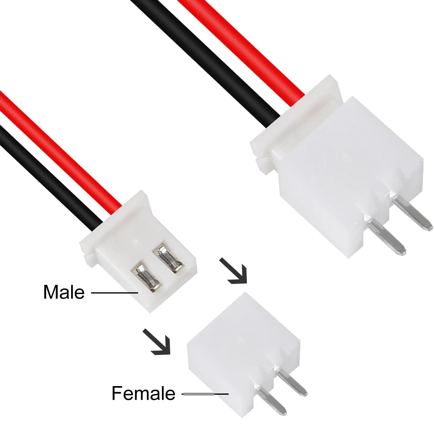 40 pares de conectores JST XH2.54 conectores de Cable 2 pines 3 pines 4 pines 5 pines XH 2,54mm Kit de conectores de paso XH 2,54mm paso de 2,54mm - imagen 5