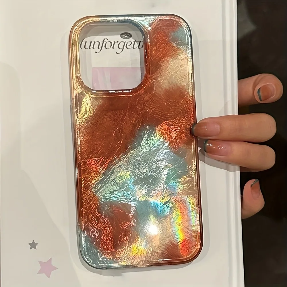 Funda de teléfono con patrón glacial láser de Color degradado azul marrón de lujo para iPhone 17 16 15 14 13 12 11 Pro Max XS XR X 7 8 Plus - imagen 2