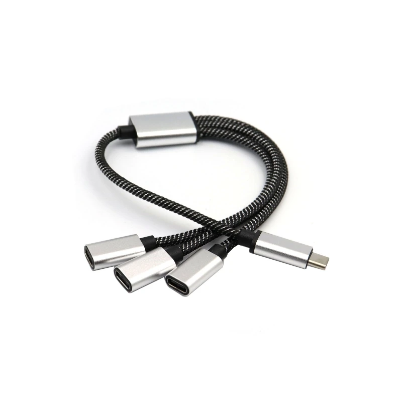 Convertidor de cable divisor USB C macho a 3 USB C hembra, concentrador de puertos USB C, adaptador dividido de corriente - imagen 5
