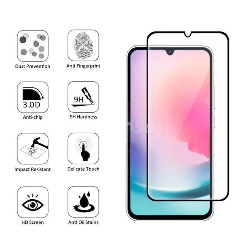 Para Samsung Galaxy A24 vidrio para Samsung A24 vidrio templado cubierta completa Protector de pantalla película Galaxy A24 A54 A34 A14 A04 A04S - imagen 2