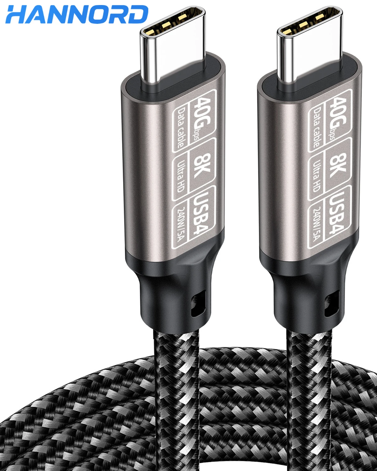 Cable de datos USB-C tipo C de doble extremo C a C 8K @ 60Hz transmisión de 40Gbps cable de vídeo de carga rápida de alta velocidad 240W 5A 48V