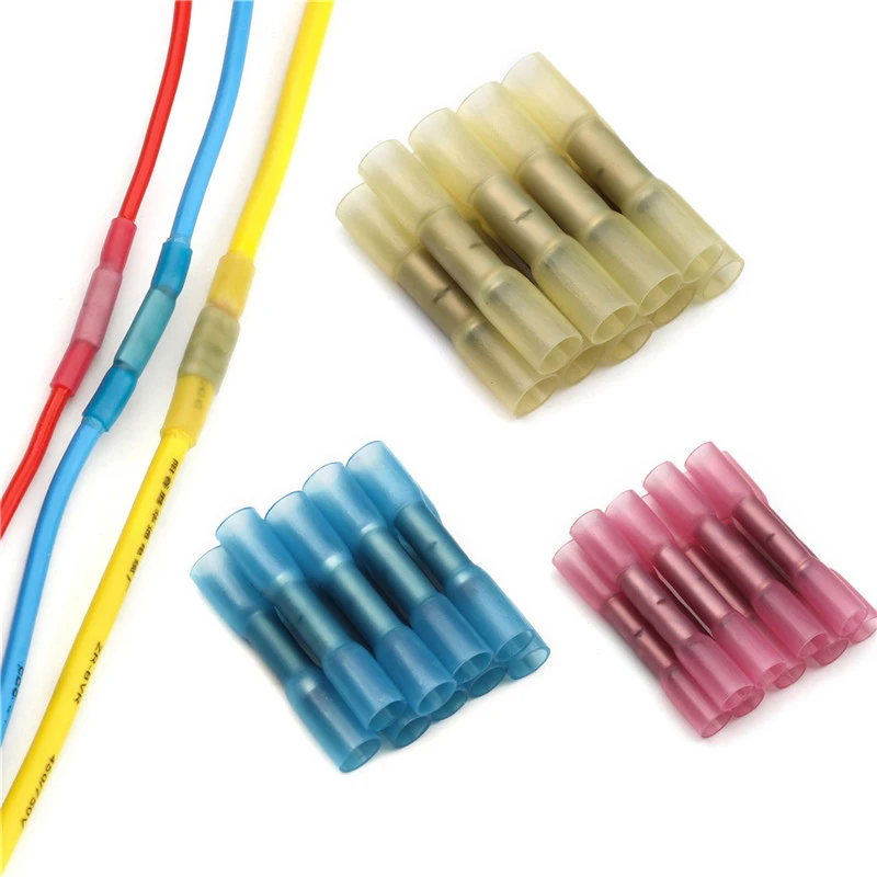 Kit de conectores de cable termorretráctil impermeables, Kit de terminales de conector eléctrico automotriz, conector de empalme a tope 22-10AWG, 50 Uds. - imagen 3
