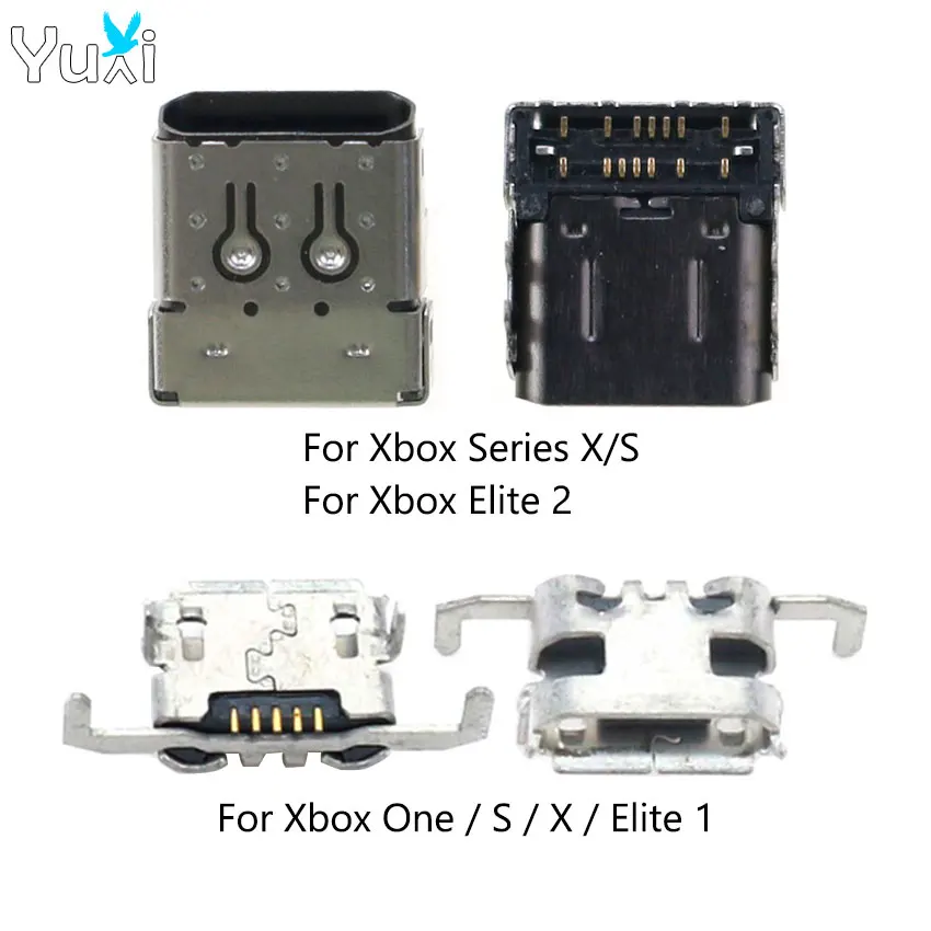 YuXi 1 pieza Micro USB y tipo C base de carga enchufe puerto de carga conector para Xbox One Series X S Elite 1 2 controlador