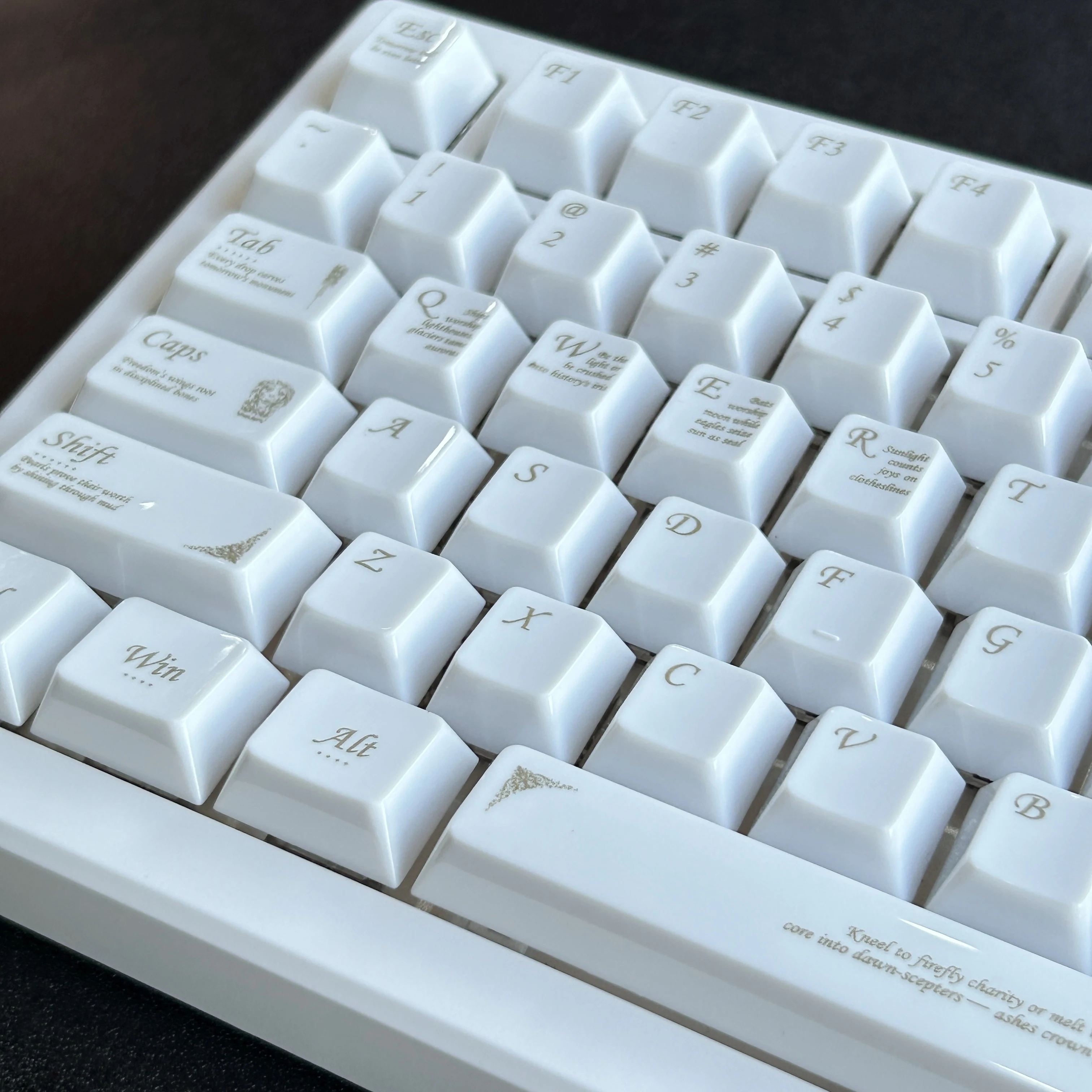 Teclas de cerámica de imitación de oro blanco, Material de PC, perfil de cereza, teclas personalizadas, teclas de teclado mecánico para jugar con esmaltado suave - imagen 4