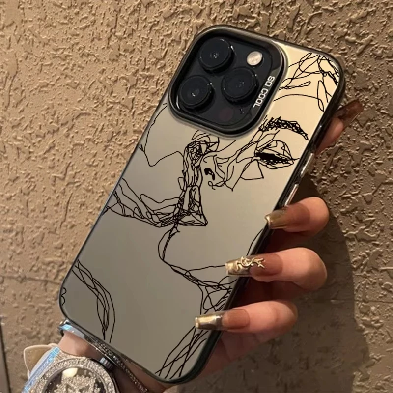 Funda estética de línea abstracta para Xiaomi Redmi A1, 13C, 9C, 9T, Note 7, 8, 9, 9S, 10, 11, 12, 13 Pro, K60 Ultra, 4G, 5G, cubierta trasera mate - imagen 4